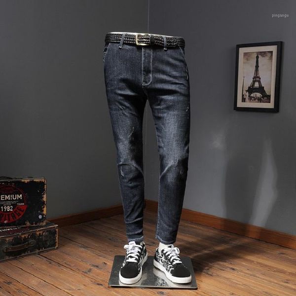 

winter men thicken warm slim fit blue jeans hj031