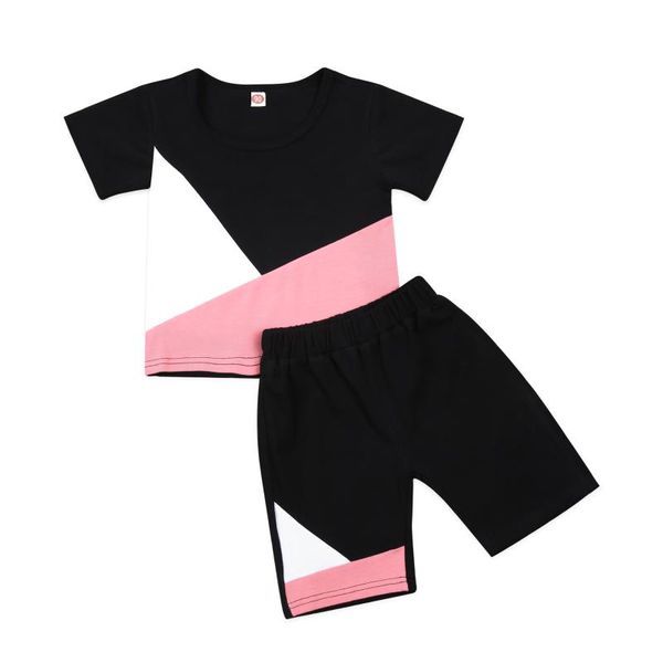

clothing sets 2-7y children's set causal summer kids boys clothes patchwork short sleeve pullover t shirts shorts outfits, White