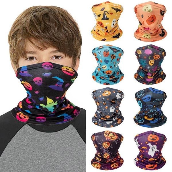 

halloween kids girl 3d boy printed headscarf creative cute funny cartoon mask hijab scarf cycling wind-proof bandana