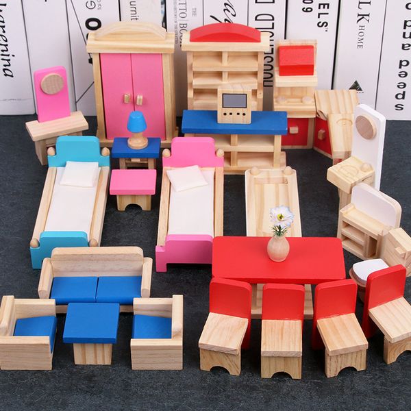

miniature furniture for dolls house wooden dollhouse furniture sets educational pretend play toys children kids girls gifts 1019