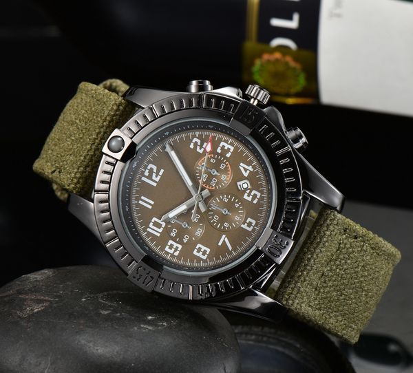 2021 nova chegada três pontos de luxo relógios masculinos relógio quartzo alta qualidade marca superior com função calendário relógio tecido cinto m304l