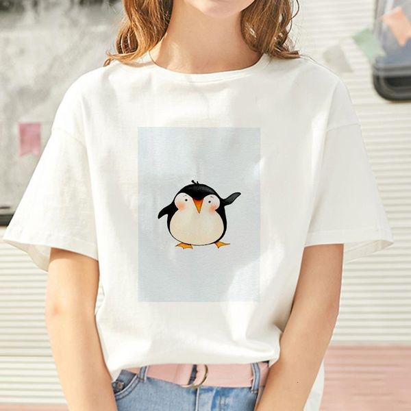 

t-shirt femme kawaii penguin printed summer thin section female clothing t shirt women harajuku white short sleeve tshirt