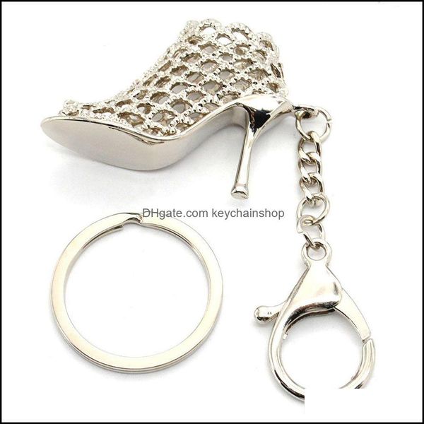 Keychains Acessórios de moda Creative High Heel Shoes Rhinestone Keyring Women Handbag Key Drop Drop Drop 2021 YWVCM