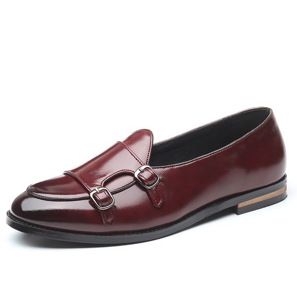 

2020 man loafers men dress shoes vintage business casusal leather shoes party for wedding british style flats, Black