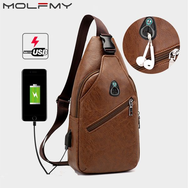 

crossbody men's usb chest designer messenger bag leather shoulder bags diagonal package 2019 new back pack travel
