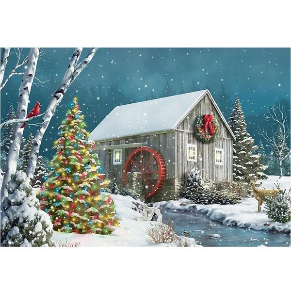 

full square/round drill 5d diy diamond painting "christmas snow house" 3d embroidery cross stit jllaxv mxyard