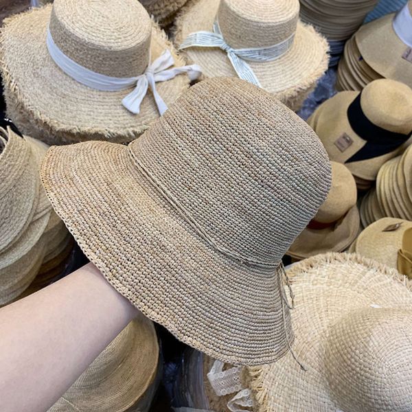 

new lafite straw korean hat in spring and summer, Blue;gray