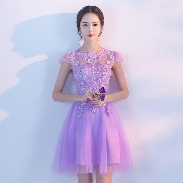 

beauty emily light purple fairy vestido a line formal short evening dress party sweet princess vestido de festa lace prom gowns1, White;black