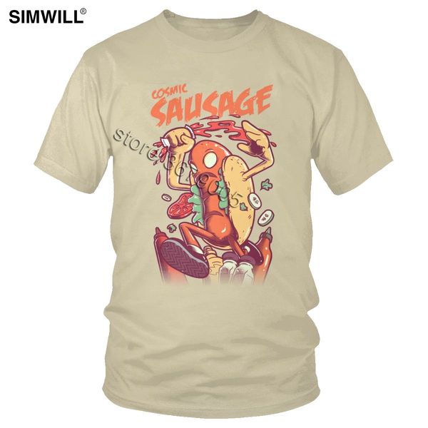 

funny cosmic sausage vintage streetwear men's short sleeves kaiju tee humorous hod dog monster tshirt hooded sweatshirt hoodie men t sh