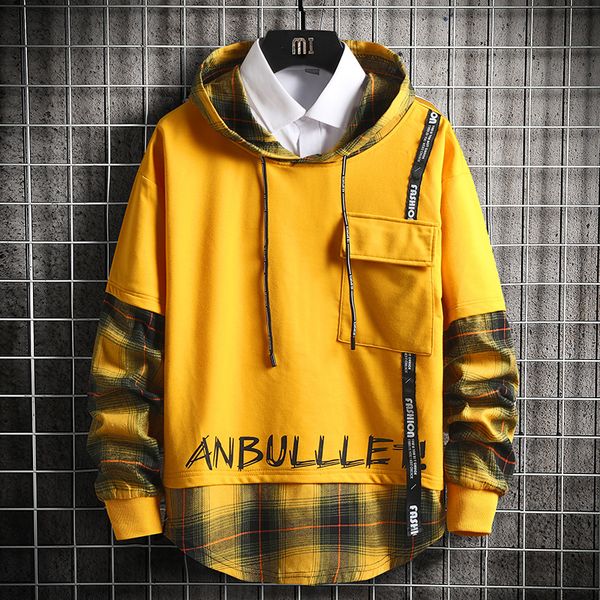 

patchwork streetwear hoodie brand high street hooded sweatshirt men harajuku hoodies pullover autumn male clothing kg-207, Black