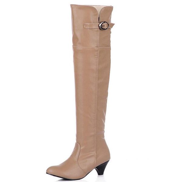 

winter boots lady booties ladies women's rubber shoes rain thigh high heels high round toe 2020 over-the-knee, Black