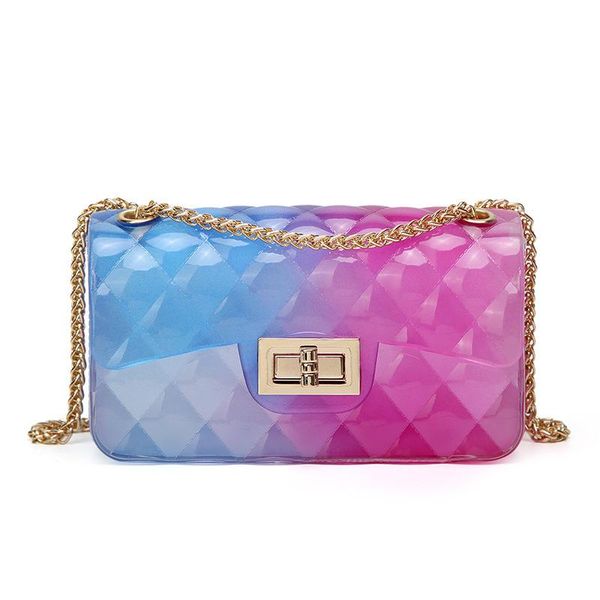 

transparent pvc lingge chain jelly bag lady handbag candy color gradient crossbody bag for women mini shoulder clutch