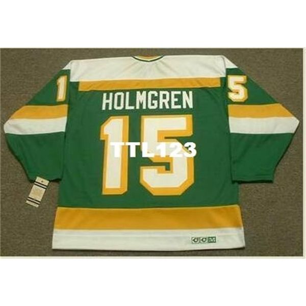 

421 #15 paul holmgren minnesota north stars 1984 ccm vintage home hockey jersey or custom any name or number retro jersey, Black