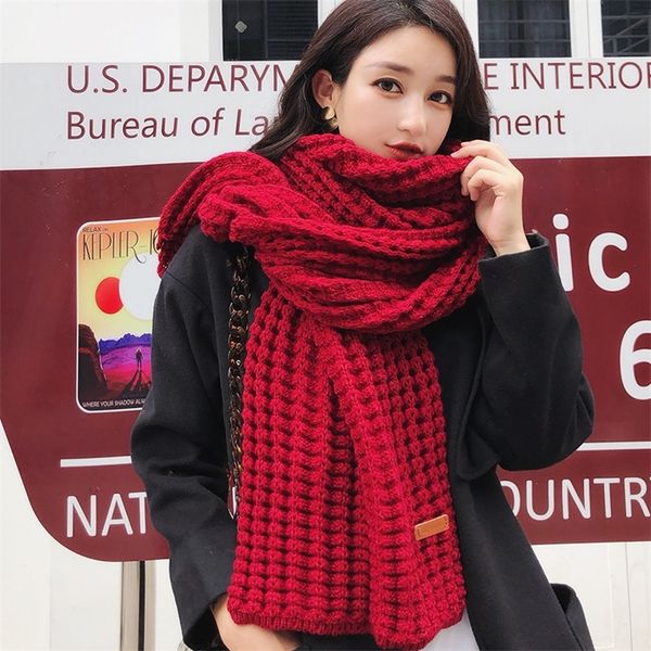 

new winter knitted fashion women long scarves female vintage large shawl soft warm pashmina thickened wool scarf y201007, Blue;gray