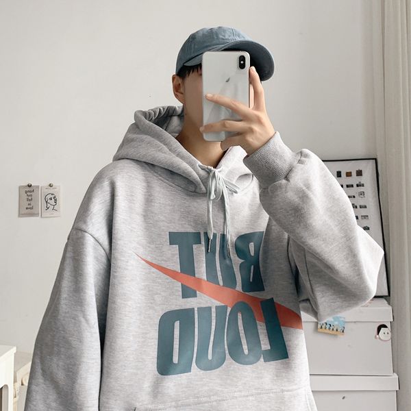 

2021 style hong kong men's clothes new fall and winter in loose letter fleeing quilted casual hoodie jacket xkcu, Black;brown
