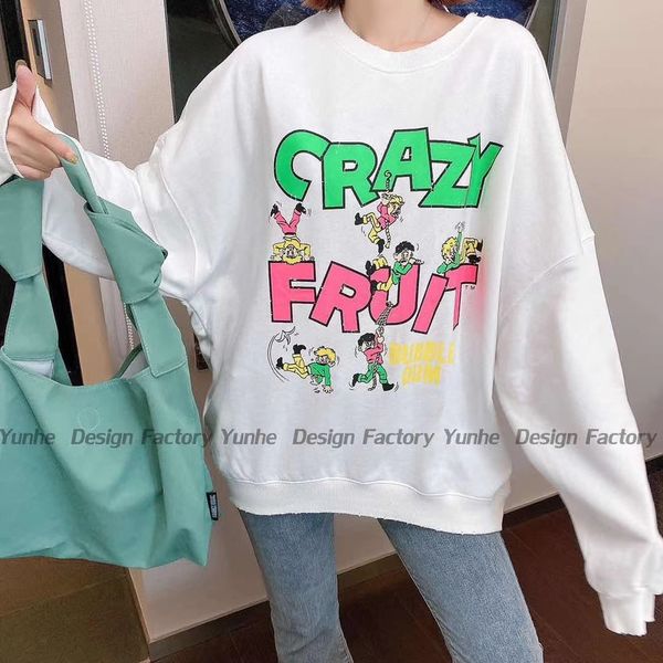 

jury7 корейской версии осенью новый цвет шеи мультфильма печати изношенного корейских женщин 2020 осень из алфавита экипаж женщин lcgmq, Black