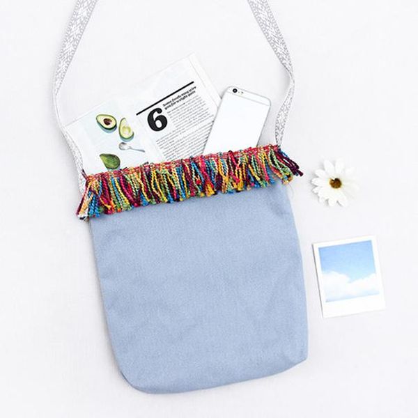 

yile 1pc cotton canvas fabric phone bag cross body messenger bag color tassels yj03 yile 1pc h wmtrke