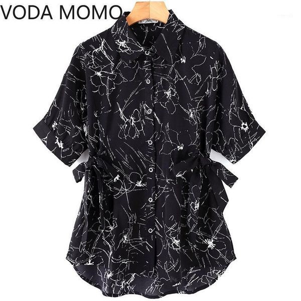 

2020 summer short sleeve printed women's shirt blouse for women blusas womens and blouses chiffon shirts plus size1, White