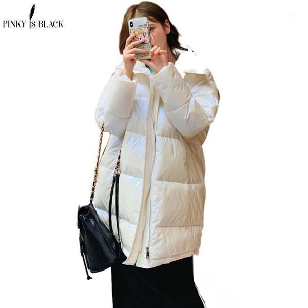 

pinkyisblack 2020 winter jacket women warm thicken parkas long winter coat women shining stylish female jacket coat1, Black