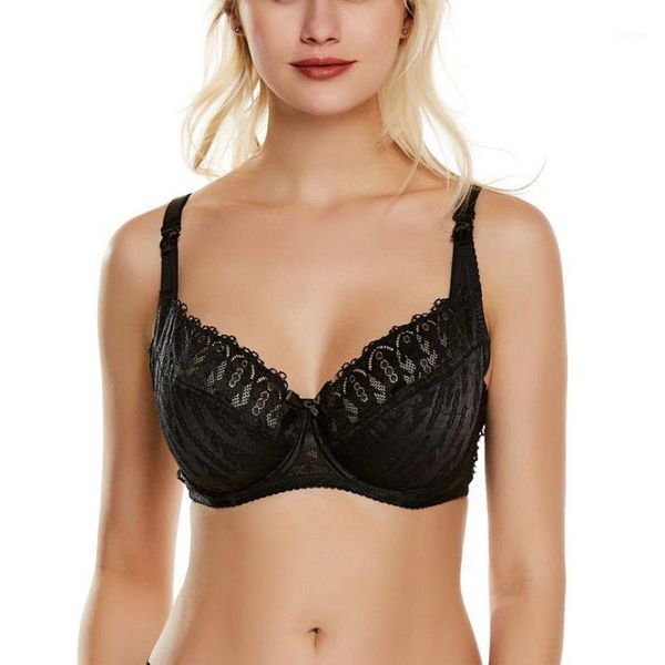 

women large size lace bras thin section large cup with steel ring comfort gathered bra lenceria soutien gorge femme1, Red;black
