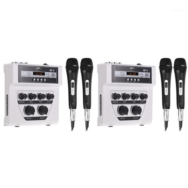 

new-bluetooth o dj mixer home mixer outdoor microphone small with 2 microphone white1