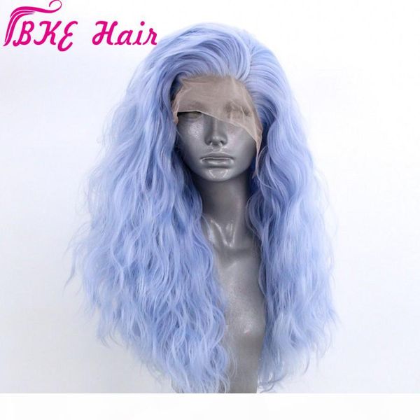 

light blue cosplay synthetic lace front wigs with natural hairline buns heat resistant 360 lace loose wave wigs for women make up party, Black