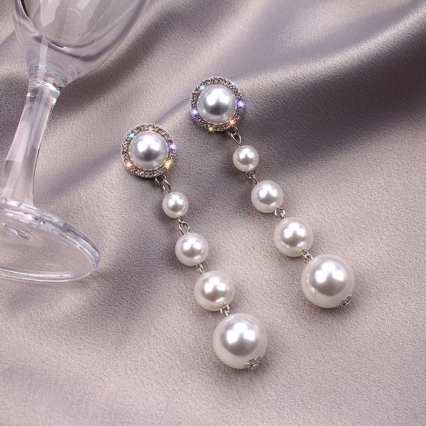

fashion tridacna pearl alloy long earrings with 925 silver studs