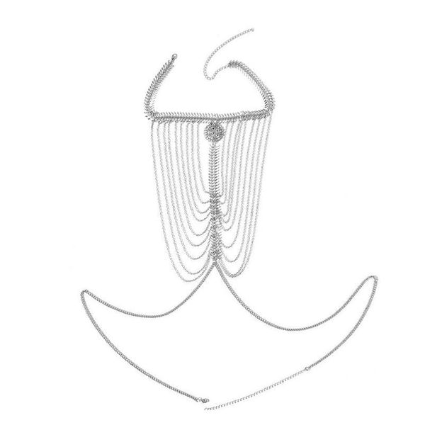 

idealway 2 colors gold silver plated necklace statement hollow out flower body chain beach jewelry accessories vzyaq