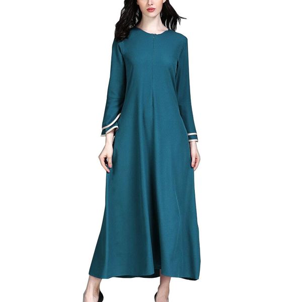 

women zipper long robe elegant ladies casual dress sizexxl, Black;pink