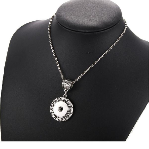 

snap button jewelry metal pendant necklace with 60cm link chain fit 18/20mm snap necklace boom life jewe bbyccp, Silver