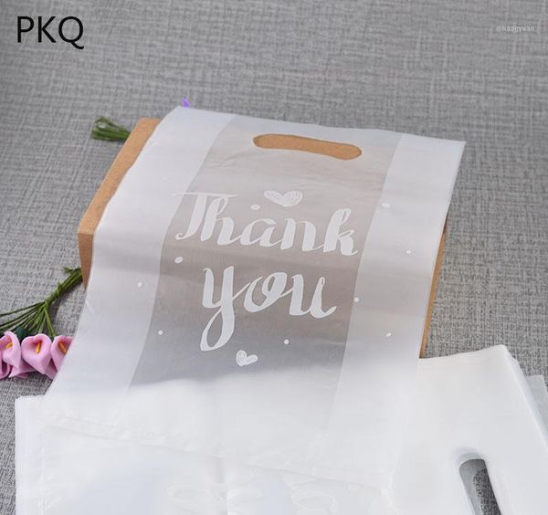 

50pcs thank you gift bag clear plastic bag with handle candy cookie wedding birthday christmas party packaging bags1