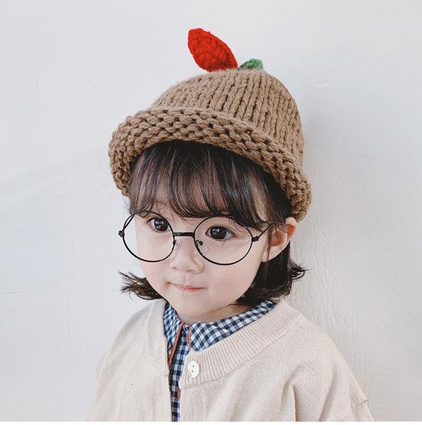 

new knitted children hat cartoon fruit bean hat warm girl boy fall winter baby toddler thick bean