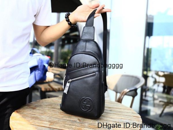

2020 real leather designer fashion men's chest, satchel, bag cross body leisure chest pack shoulder bags 6143-4 32x18x8cm, White;pink