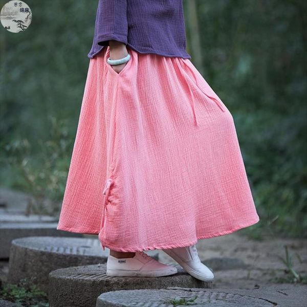 

2020 spring summer women comfortable and soft cotton linen skirts,elegant ladies slim elastic waist skirt,plus size skirt s 5xl, Black
