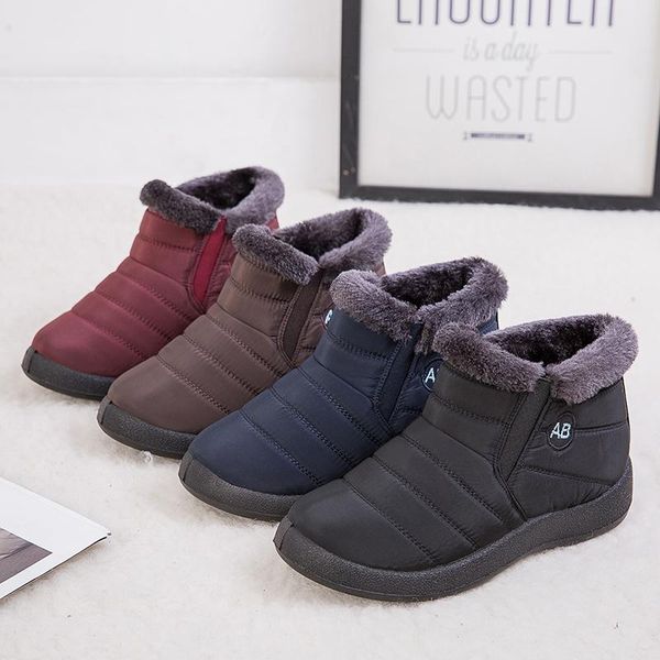 

2020 new cotton shoes women's feet waterproof short boots warm xl snow boots, Black