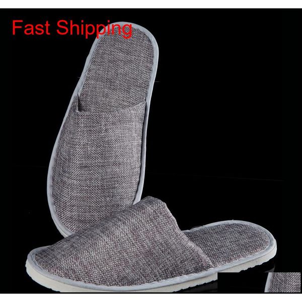 

comfortable breathable soft disposable slippers home guest shoes yellow grey l spa anti-slip cotton linen dispo qylufv bdesports