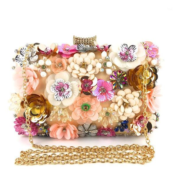 

evening bags ladies party banquet bag fashion lady handmade flower beaded handbag tide out of one shoulder crossbody bag1