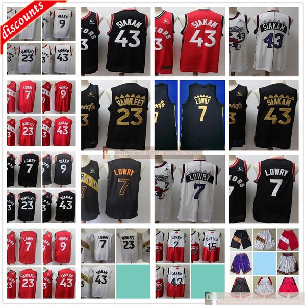 

new basketball pascal 43 siakam jerseys black white fred 23 vanvleet red kyle serge 7 lowry 9 ibaka sitiched city jerseys shirt, Black;red