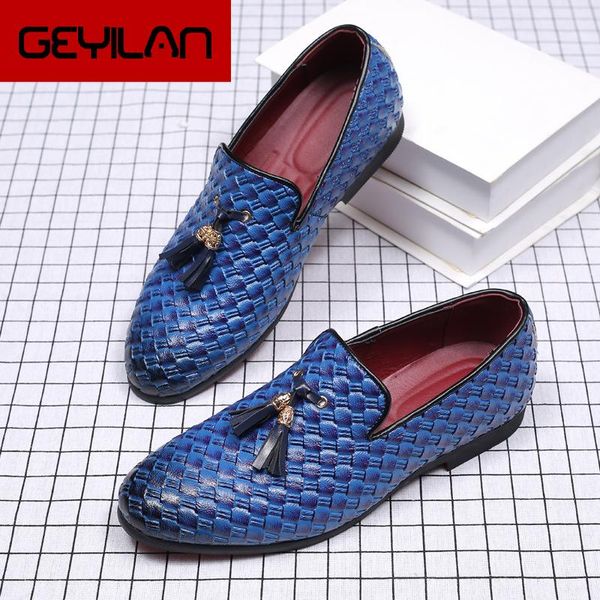 

mens dress shoes loafers blue tassel shoes men oxford mens office leather wedding dress 2020 coiffeur sapato social zapato, Black