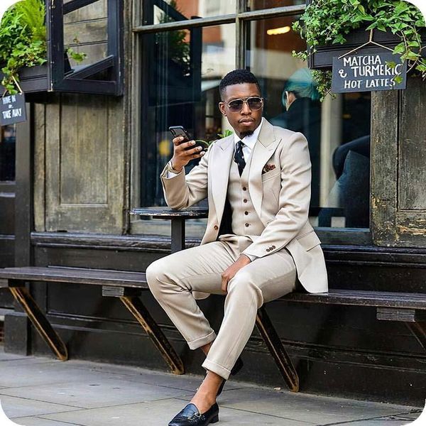 

men's suits & blazers beige men wedding for custom made tuxedo prom terno blazer formal slim fit groom man costume homme mariage, White;black