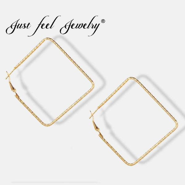 

hoop & huggie just feel 2021 punk 65mm big metal square earrings for women fashion maxi jewelry pendientes boho geometric simple earring, Golden;silver