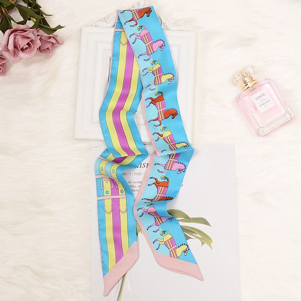 

newfashion luxurious multifunctional leisure horse design silk long scarf 100*5cm or 39.37*1.96inch many varieties, Blue;gray
