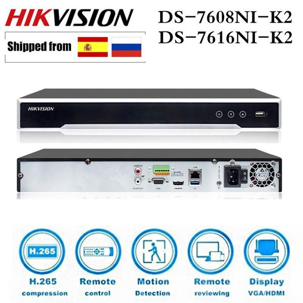 

kits hikvision ds-7608ni-k2 ds-7616ni-k2 8ch 16ch no poe version 4k h.265 nvr network video recorder, Black;white