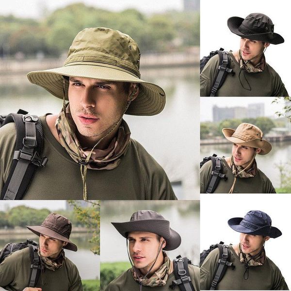 

cloches men women adventure outdoor bucket hat fisherman wide cap pure sun hats, Blue;gray