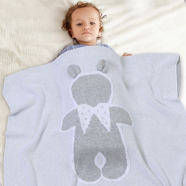 

baby newborn blankets monthly stroller wrap knitted cotton blanket super soft bear toddler bedding infant swaddle kids stuff y201009