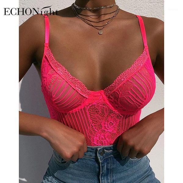 

echonight neon lace bodysuit women transparent rompers backless bodycon overalls female slim see through bodys wholesale1, Black;white