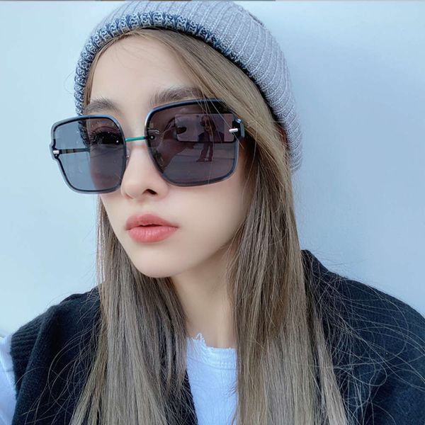 

han frameless cut edge sunglasses female banchao women's fashion anti uv 2021 new round face thin sunglasses, White;black