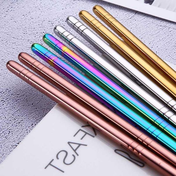 

chopsticks stainless steel 1 pair metal grill tools 23cm colorful great reusable chinese fashion1