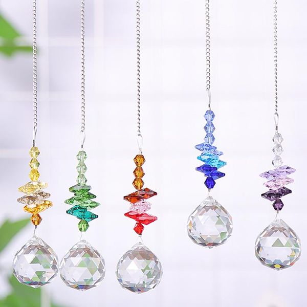 

decorative objects & figurines 1pcs hanging crystal ball suncatcher prisms rainbow pendants wedding garden decoration gifts