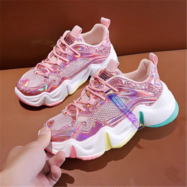 

2021 new women's rainbow shoes, breathable, casual, robust, sporty zouw, Black;white